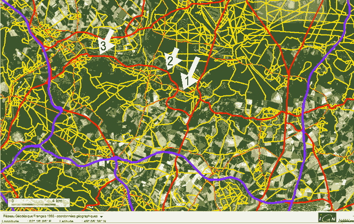 Maillage des routes sur le Val d'Ysieux